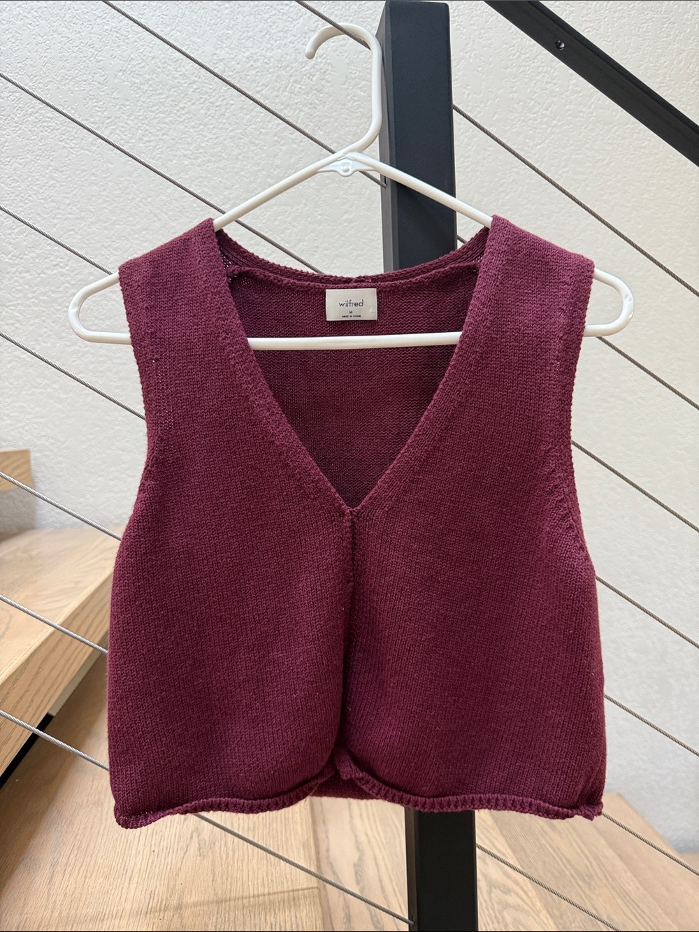 Wilfred Wine Knit V-Neck Tank Top